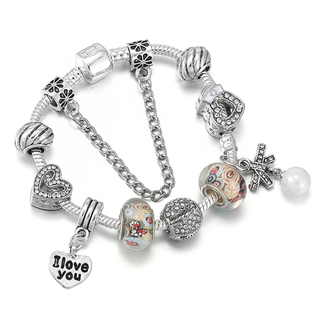 European Style Snake Chain Charm Bracelet With Imitation Pearl Bow Charm Pendants For Women Fashion Jewelry Gift