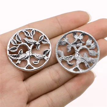

WYSIWYG 2pcs Charms Tree Bird Antique Silver Color 33mm Metal Alloy Jewelry DIY Accessories
