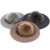 Geebro Female Winter Berets with 15 cm Real Ball Pom Pom Hat For Women Girl's Knitted Cap Thick Women'S Slouchy Skullies Beanies 3