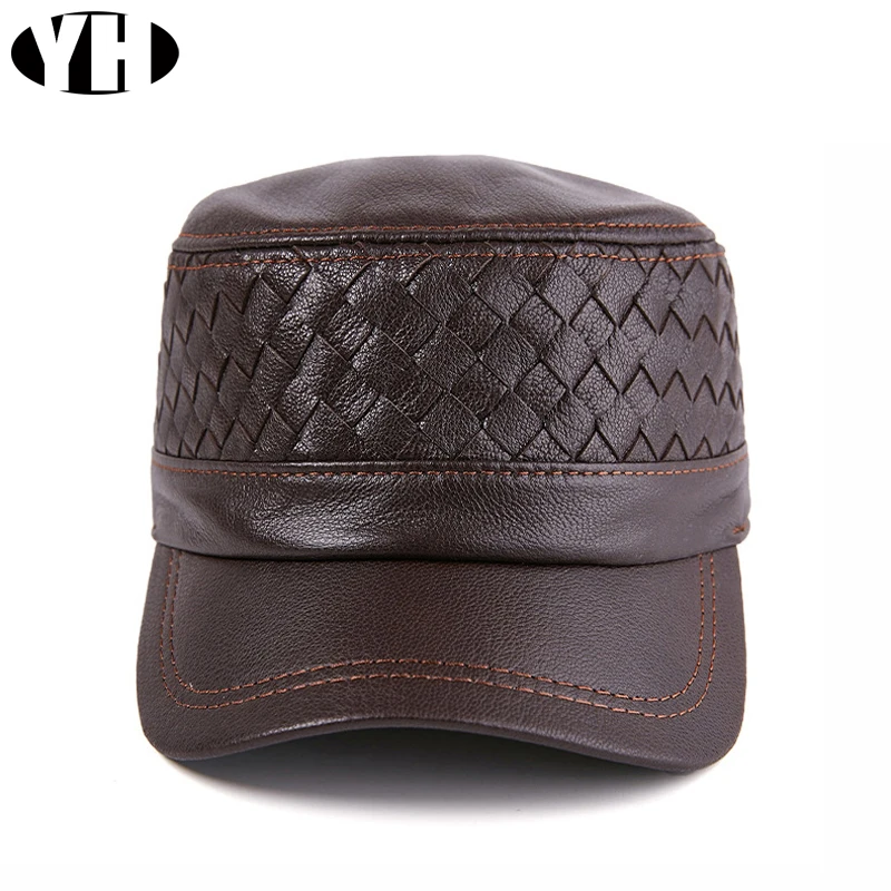 Man's real sheepskin leather caps brand male casual baseball caps real sheepskin hat adjustable hot sale high quality
