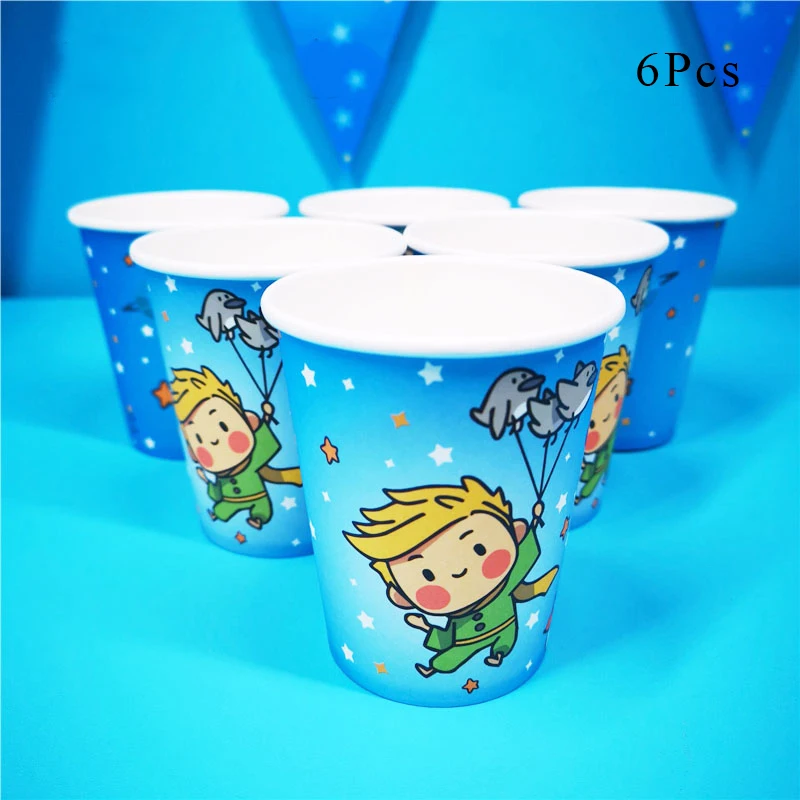 Paper cup x 6 Маленькая тема принца Декоративная скатерть для вечеринки бумажная чашка пластина шапка с рисунком шары для детей Дети День рождения принадлежности - Цвет: Paper cup x 6