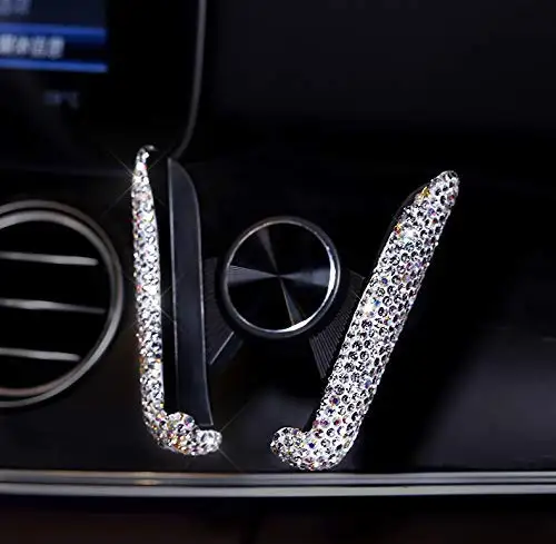Blingbling горный хрусталь кристалл удобный мини автомобиль тире вентиляционное отверстие автоматический регулируемый держатель телефона(серебро