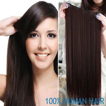 

18" Full Head One Piece Sets Real Natural Hair Clip In Hair Extensions, 75 Grams Straight Lace Base Clip In, Free Shipping