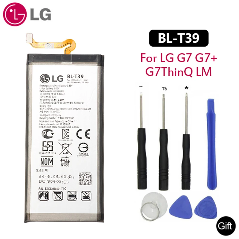 

LG Original Phone Battery BL-T39 For LG G7 G7+ G7ThinQ LM G710 Replacement Batteries 3300mAh with Free Tools