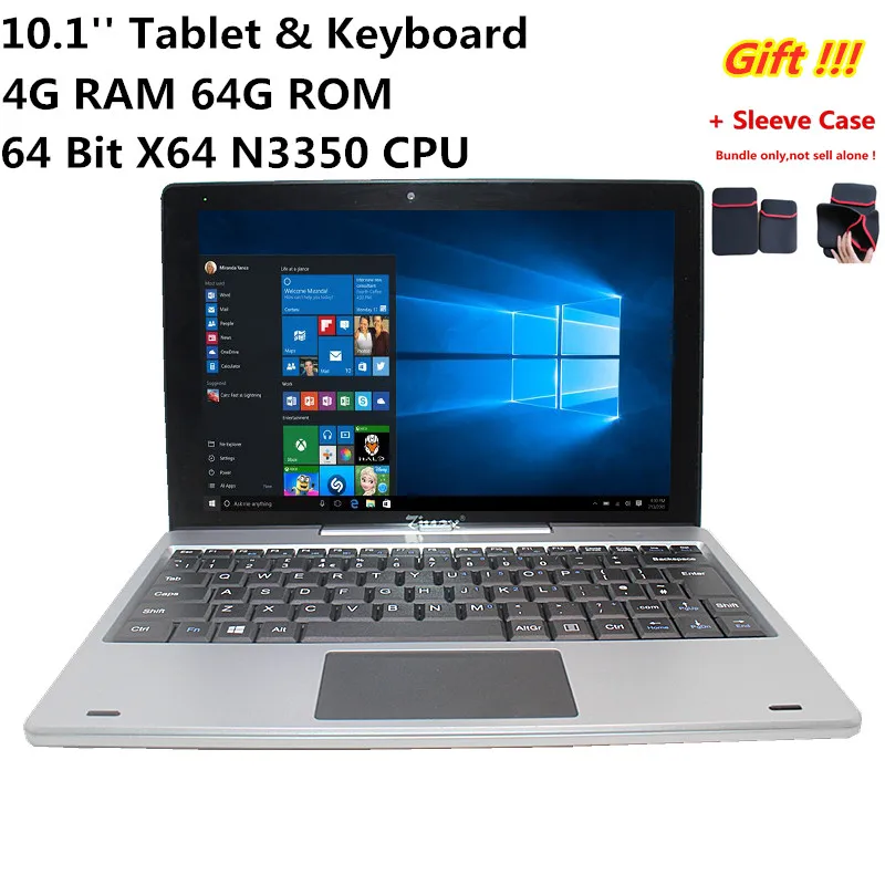 Hot Sales 4G+64G 10.1 INCH 2 IN1 Tablet 64 Bit N3350 CPU Windows 10 & Dock Keyboard 1920 x 1200 IPS Free Earphone 8000mA latest samsung tablet Tablets