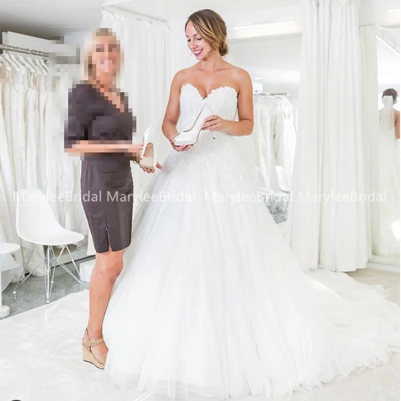 Vestido Casamento Бохо милое ТРАПЕЦИЕВИДНОЕ свадебное платье с кружевной аппликацией Часовня Поезд Элегантное свадебное платье для осенней свадьбы