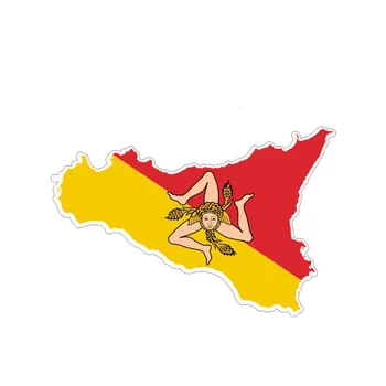 

Funny Car Sticker Sicilia Flag Map Accessories Car Window Body Decorative PVC 15cm X 10cm