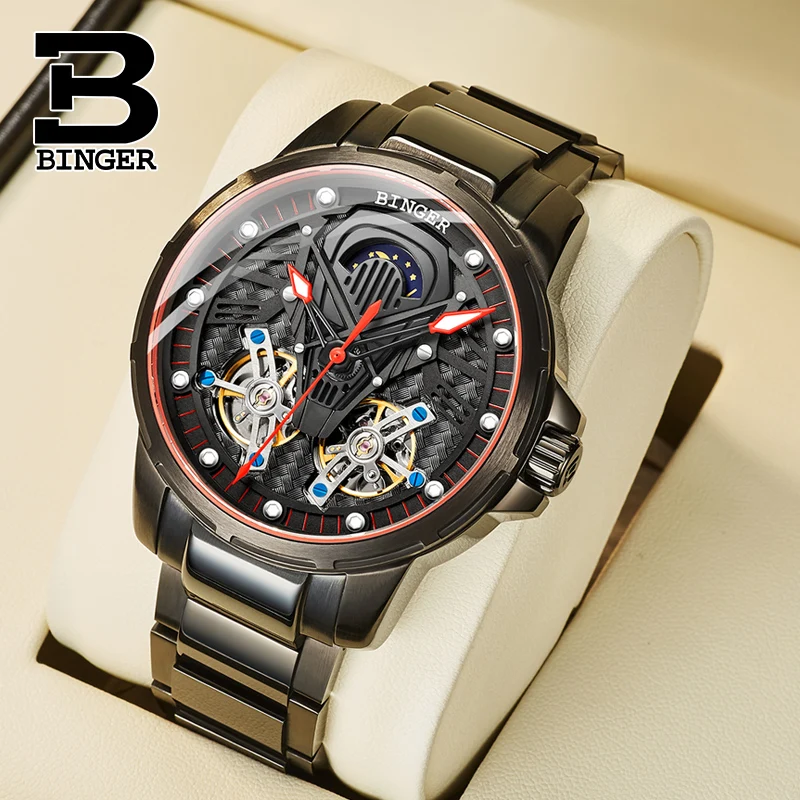 

Switzerland BINGER Watch Men Automatic Mechanical Luxury Brand Men Watches Sapphire Men Watch tourbillon relogio masculino B-116