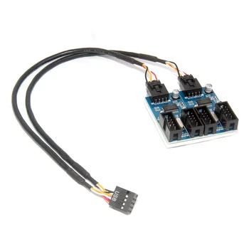 

10pcs/lot 30cm HUB Connector Adapter Card USB 2.0 Header 1 to 2 / 4 Extension CableMultilier Port 9pin Male to Female