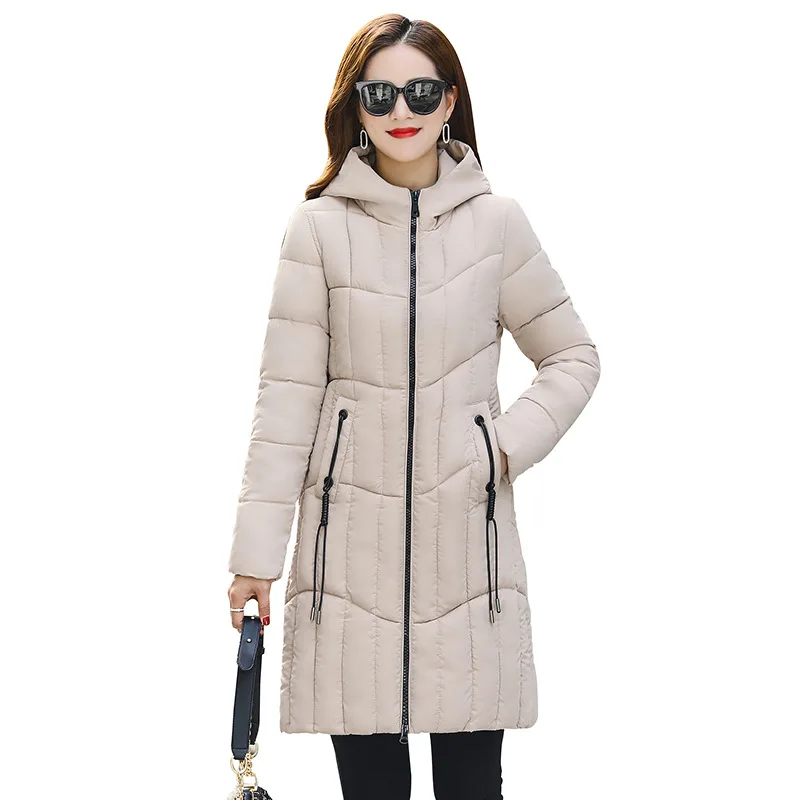 

2019 Autumn And Winter New Jacket Women Solid Color Long Section Ladies Coats Big Size 5XL Fashion Elegant Cotton Down Parka
