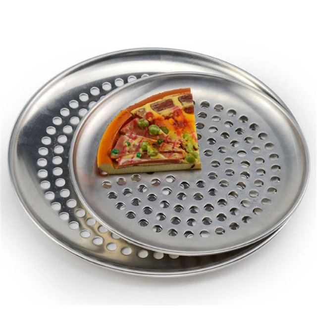 12 Inch Carbon Steel Pizza Baking Pan Mesh Tray Plate Round Dish Non-stick Pizza  Pan Oven Mould With Holes Kitchen Bakeware New - Pizza Tools - AliExpress