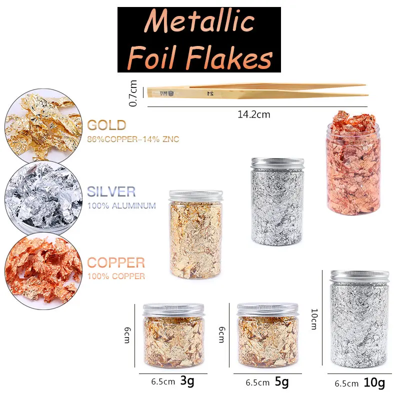 Gold Foil Flakes For Resin Tray Molds,3 Bottles Metallic Foil Flakes For  Painting Arts And Crafts,Nail Art - AliExpress