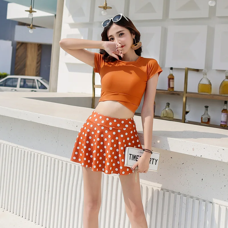 

Bikini 2019 New Korean Dot Print Swimwear Women Bikini Set Bathing Suit Top High Waist Swimsuit Push Up Tankini Bikinis
