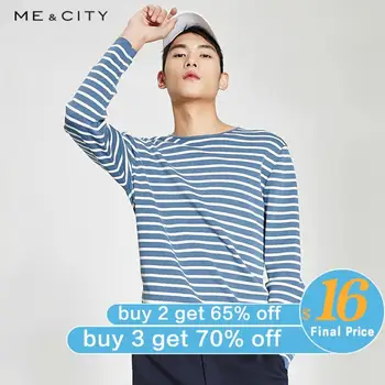 

Me&city Brand stripe Basic Sweater Men Round neck Autumn Fashion Long Sleeve Knitted Men High Quality Cotton Sweater