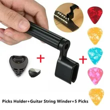 

New Acoustic Electric Guitar String Winder Bridge 5 Picks Pin Puller Remover With Plectrum Holder Guitar Bass Ukulele Part