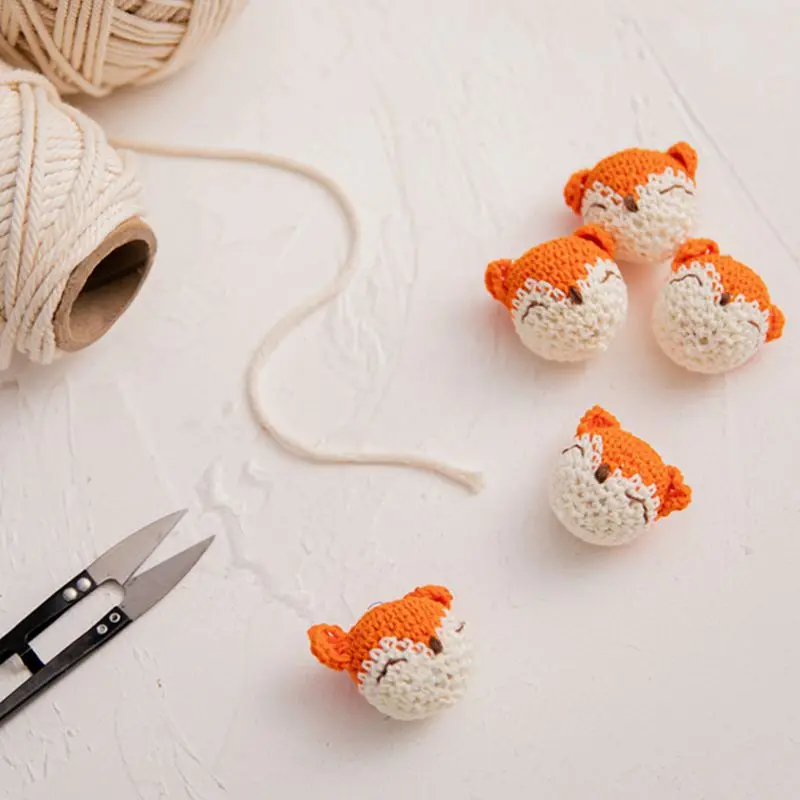 Crochet Beads Cute Animal Lion Fox DIY Molar Knitting Jewelry Crib Baby Sensory Toys Children's Products | Мать и ребенок