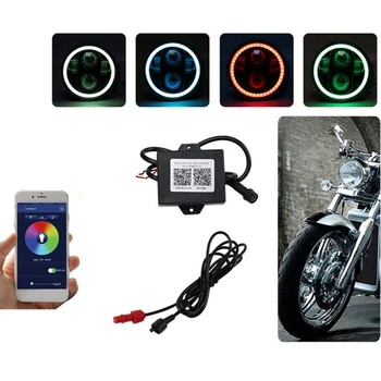 

5.75'' LED Headlight RGB Halo Angel Eyes APP Control 40W H/L Beam for Harley