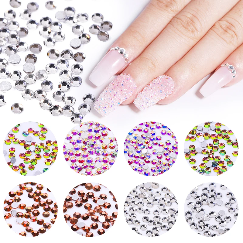 

1440 Pcs Nail Rhinestones Regular Crystal AB Colorful Mixed Flat Back Nails Accessories Nail Art 3D DIY Decorations