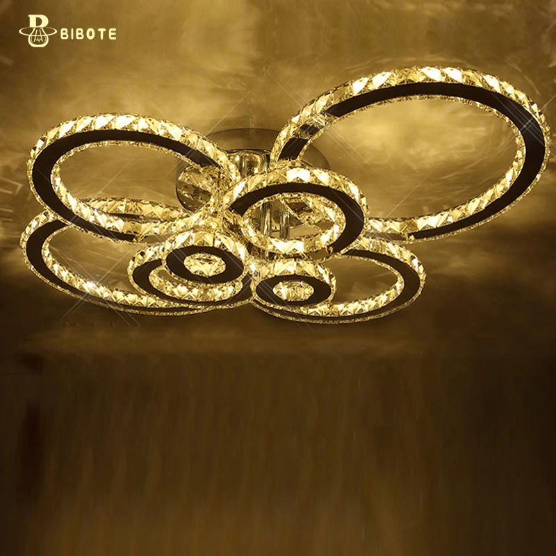 long chandelier Modern Led Crystal Ring Chandelier Ceiling Chandeliers Lusters With Remote Control Living Room Bedroom Kitchen Fixture Lights chandelier light