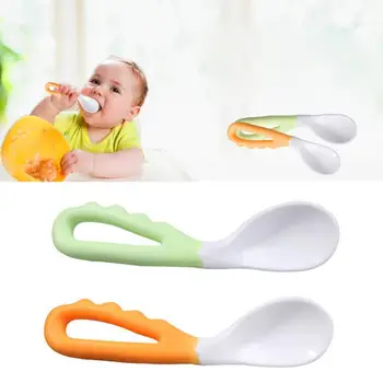 

2 Pcs/lot Baby Spoons Sets, Infant Self Feeding Training Utensils, Bendable Tableware Flatware Gift