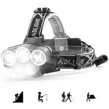 LED Headlamp Strong Light Super Bright Head-Mounted Flashlight Rechargeable 3000LM Ultra Bright Night Fishing Headlight 5 LED