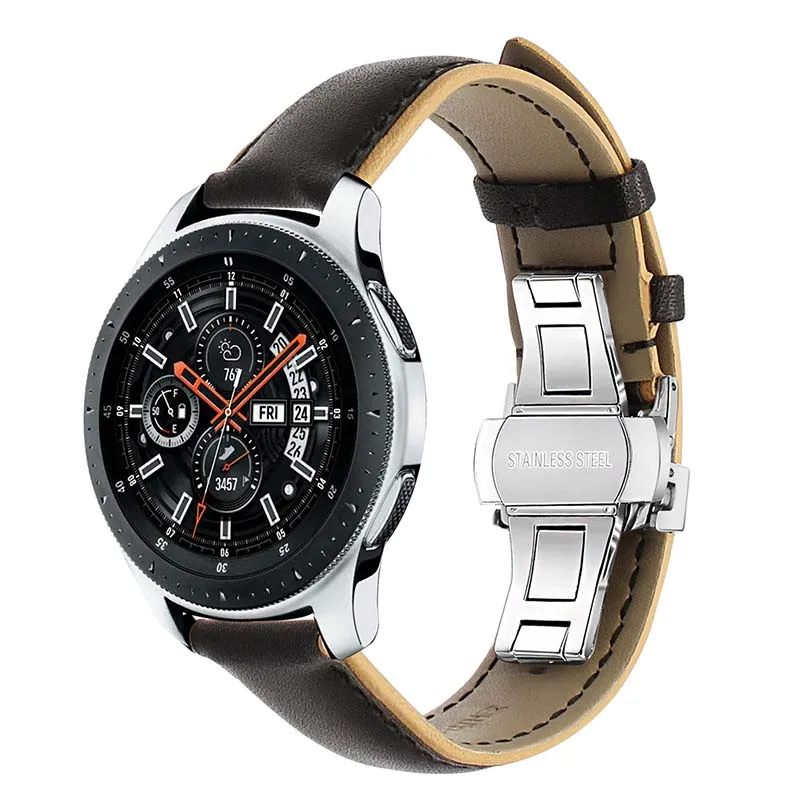 Двухцветный ремешок из натуральной кожи для samsung Galaxy Watch 46 мм/gear S3 Frontier классический ремешок для часов стальной ремешок с застежкой-бабочкой