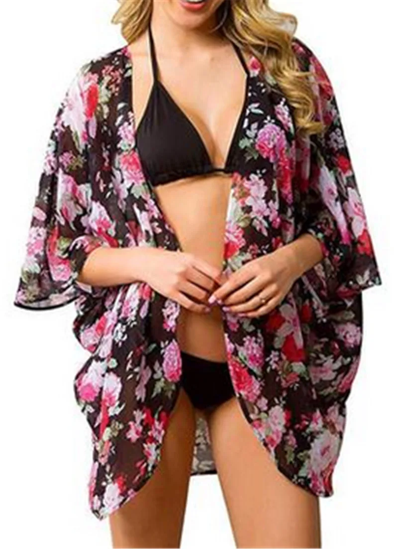 Style5 Womens Chiffon Bikini Cover Up Swimwear Beach Wrap Kimono Cardigan Kaftan Summer - Цвет: Style5