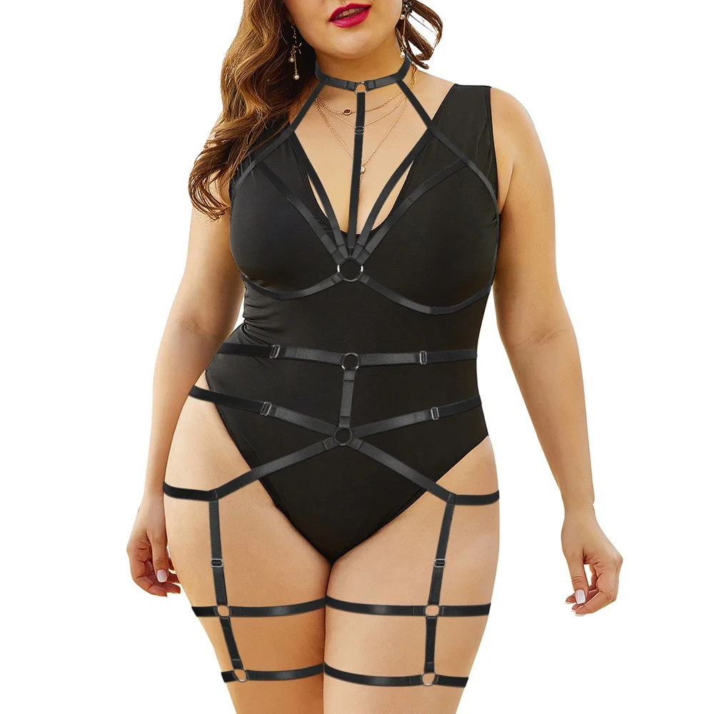 

Harness For Chest 2PC Sword Belt Busty Women Body Cage Strappy Top Elastic Adjust Bra Bandage Punk Goth Festival Rave Clothing