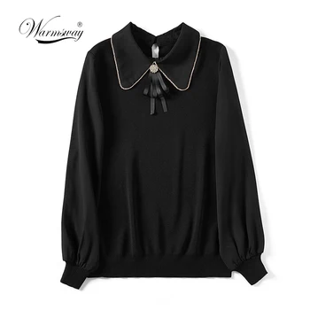 

2020 Spring Women Long Sleeve Sweet Peter Pan Collar White Chiffon Shirt Blouses Casual Sweet Spring Blouse Tops C-002
