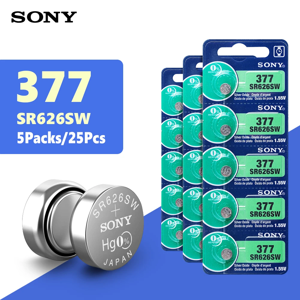 25 шт. для SONY батарея монетного типа для часов 1,55 в AG4 377A 377 LR626 SR626SW SR66 кнопочные Аккумуляторы для игрушек Удаленная камера Сделано в Японии