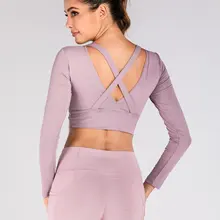 Женские рубашки, топ для йоги, открытый короткий топ с длинными рукавами, женские спортивные рубашки, Спортивная Женская дышащая верхняя одежда, женская спортивная одежда
