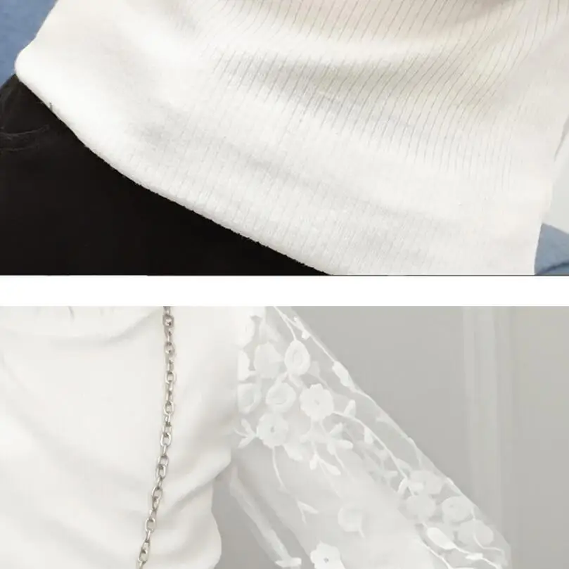 Kids Cotton Blouse Autumn Girls White Lace Puff Sleeve