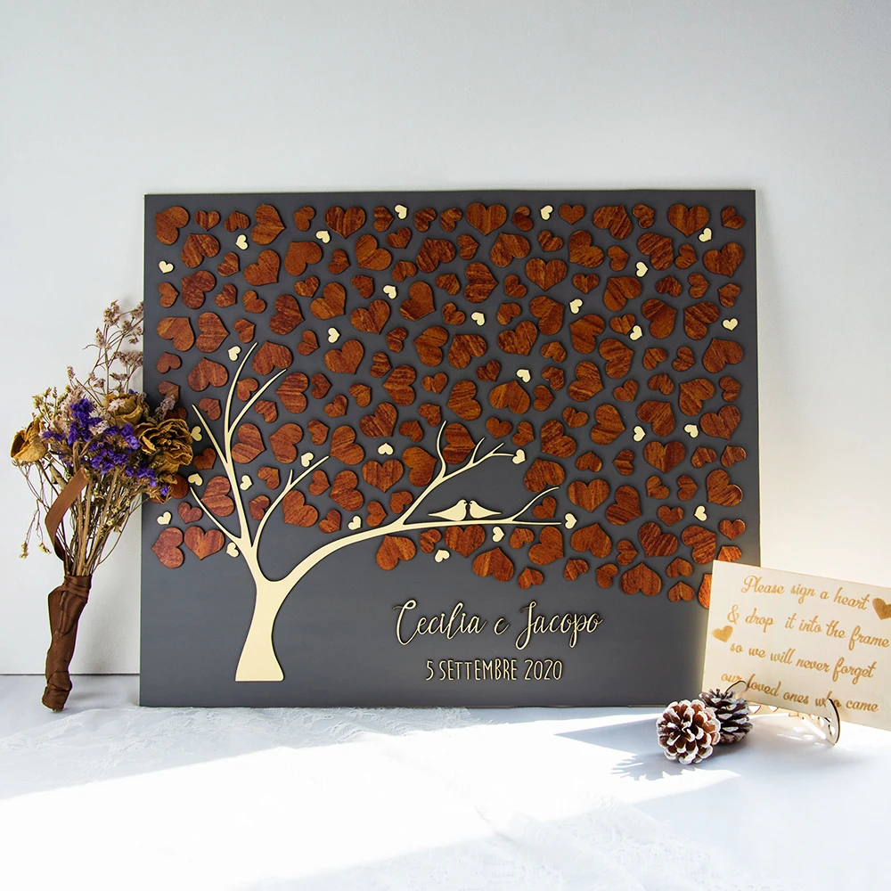 Personalized3DWeddingGuestBookAlternativeWoodHeartWedding