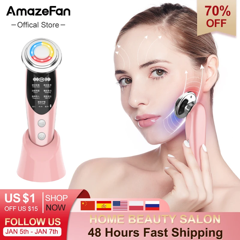 7in1RF&EMS Radio Mesotherapy Electroporation rf lifting Beauty LED Photon Face Skin Rejuvenation Remover Wrinkle Radio Frequency