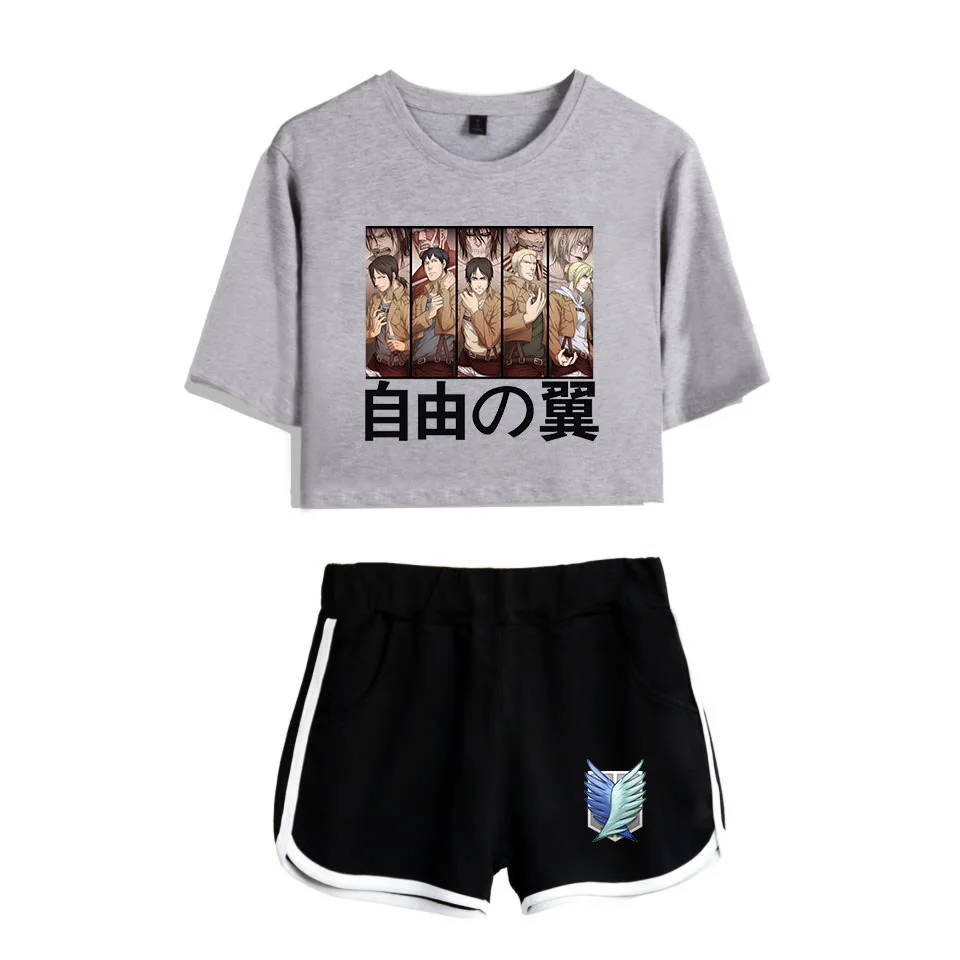 COSREA Attack On Titan Cosplay Costume Survey Corps Logo Short Sleeve Shirt Sport Suits Girls Tees Shorts T Running Sets Women -Zentai shop online Hd57bac970ff247708a032d628c2791b0q.jpg