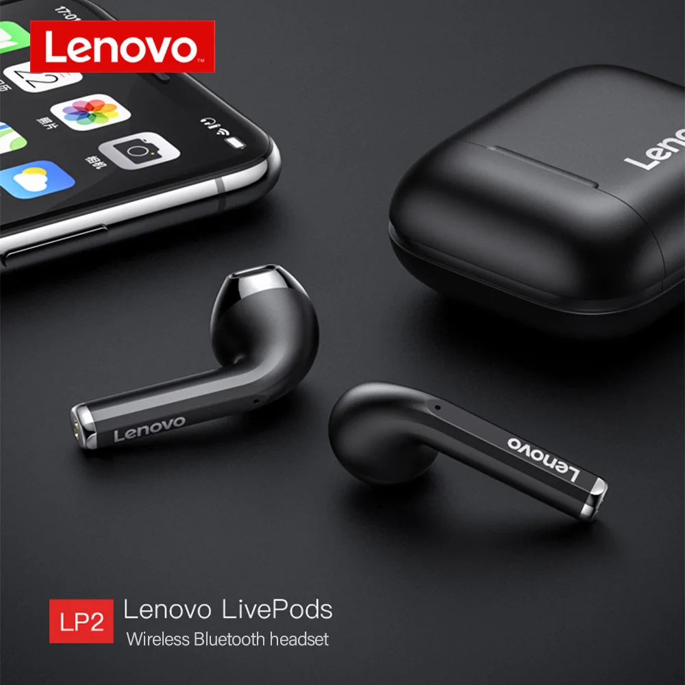 Беспроводные наушники Lenovo LP2 TWS Bluetooth 5 0 с двумя стерео басами и сенсорным