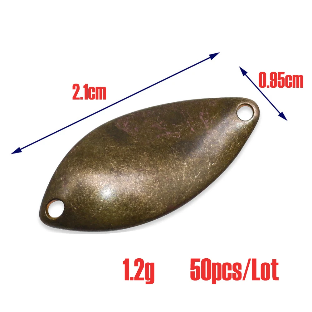 1.2g-- 50pcs Jerry 0,6 г, 1,2 г, 1,8 г, 2,8 г, микро ложки, спиннинговые рыболовные приманки, металлическая приманка, латунная форель, приманки, Неокрашенная заготовка, pesca gliters DIY - Цвет: 1.2g-- 50pcs