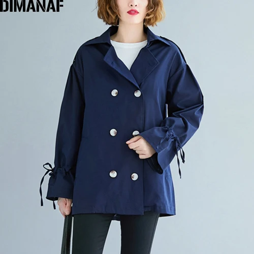 HanY99288CN-lan Dimanaf женский жакет пальто Осенняя Офисная женская элегантная тонкая с поясом Женская одежда верхняя одежда большой размер длинный рукав - Цвет: HanY99288CN-lan