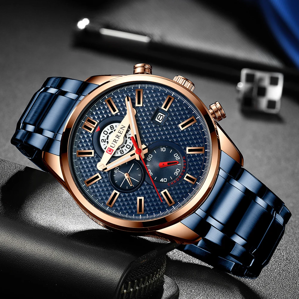 

CURREN Hot Fashion High Quality Watch Men Quartz Top Brand Luxury Designer Men Watch Chronograph Clock Causal Watches