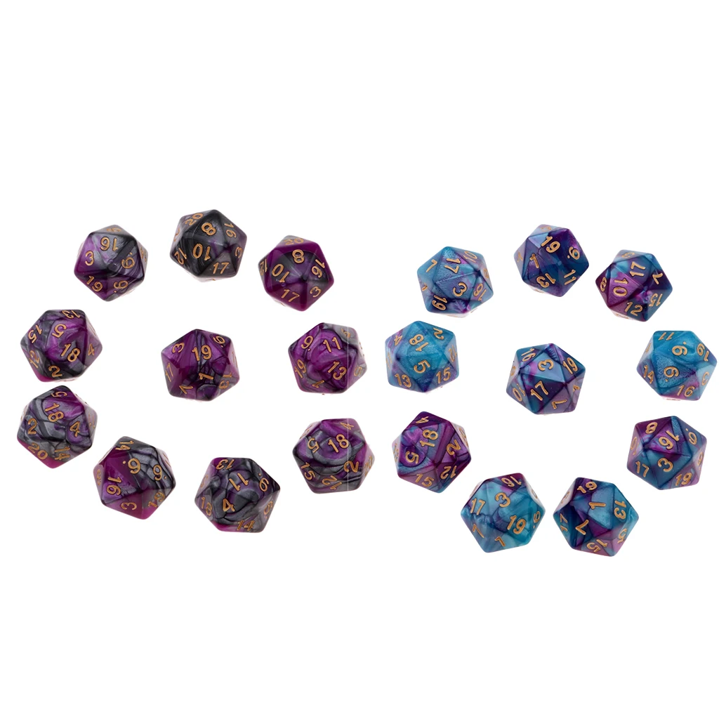 20pcs/set Plastic Polyhedral Dice D20 20mm Die for Drinking Game Accessory