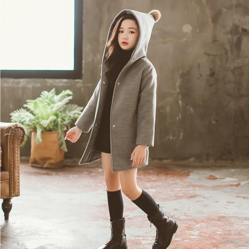 Детская куртка осенне-зимние шерстяные куртки для девочек, куртка ...