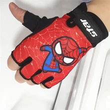 Обновленная модель оверлок шитье детей половина пальцев перчатки спорт противоскользящие велосипедные перчатки дети, перчатки Человека-паука для мальчиков и девочек