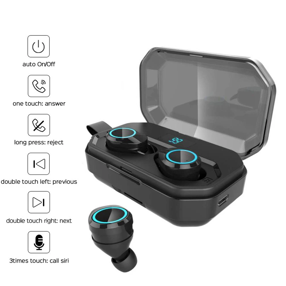 TWS Bluetooth V5.0 наушники X6 Pro Беспроводные Мини Наушники Hi-Fi стерео Спортивная гарнитура светодиодный дисплей наушники с микрофоном power Bank