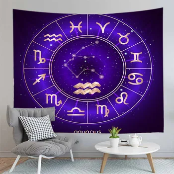 

Astrology Horoscope With Signs Tapestry Wall Hanging Hippie Psychedelic Decor Beach Blanket Sun And Moon Square Bedspread