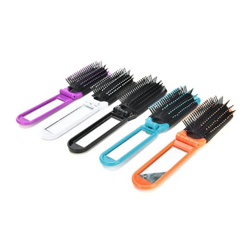 

1 Pcs New Girls Portable Mini Folding Comb Airbag Massage Round Travel Hair brush With Mirror Cute Round Hair