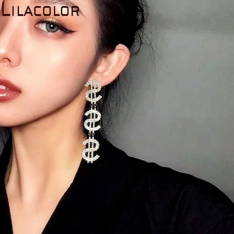 Серьги в форме долларов личность мода мигающие тонкие лица