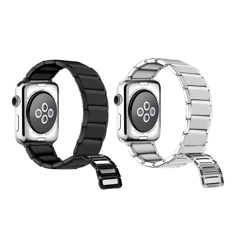 Ремешок для Apple Watch Группа Apple Watch 4 3 2 1 Iwatch Группа 42 мм 44 мм мужской браслет из нержавеющей стали аксессуары для часов черный