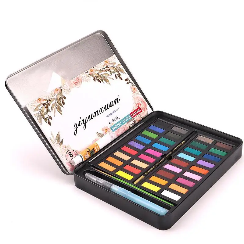 

36 Colors Solid Watercolor Artist Paint Set Painting Pigment Box Art Supplies