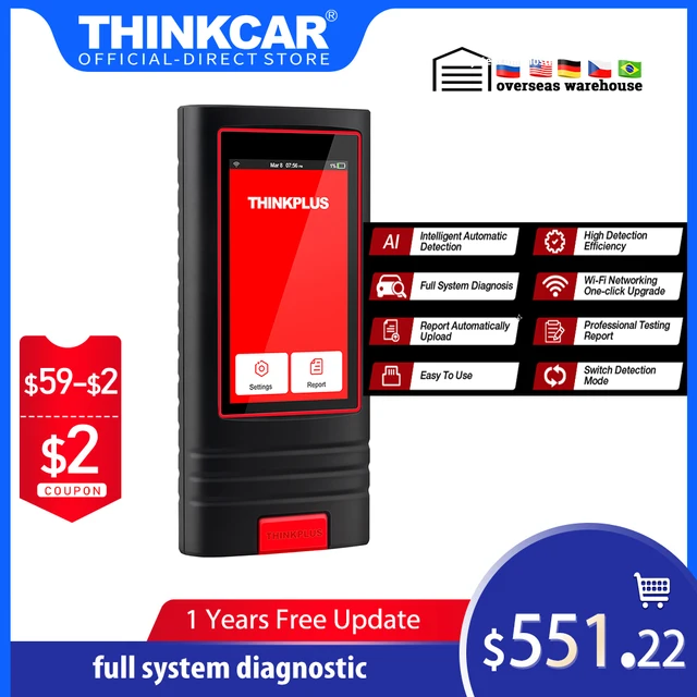 Thinkcar Thinkplus Full system OBD2 Scanner Diagnostic Tools Code Reader ProfessionalCar Scanner 15 reset services Free Shipping 1