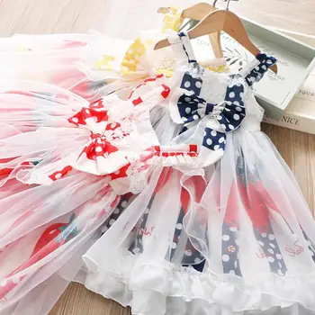 

2020 Summer Baby Girls Cotton Dot Bow Vest Dress, Princess Kids Sweet Clothing 5 Piece/lot Wholesale